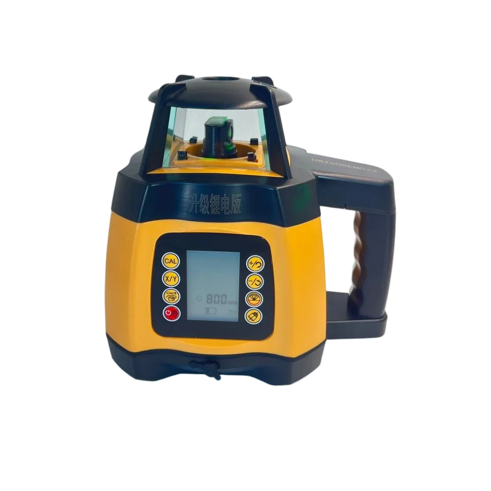 Heipoe green beam LCD Screen rotary laser level self-leveling rotating laser tool with receiver&remote control & Lithium battery