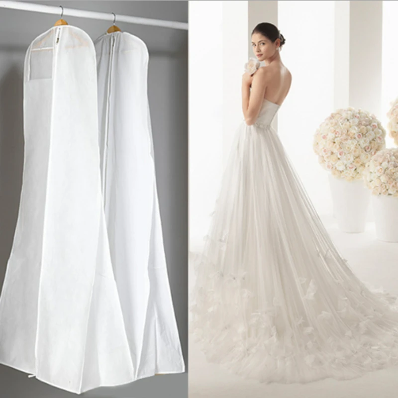 

High Quality Long Wedding Dess Bag Cover Evening Dress Dust Cover Bridal Garment Storage Bag New Wedding Dust Cover
