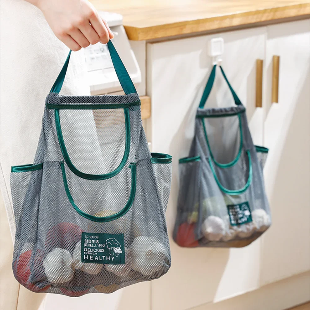 أكياس تخزين معلقة جديدة من تيريلين سعة كبيرة متعددة الأغراض حقيبة شبكية قابلة للتنفس حقيبة حمل محمولة متعددة الوظائف للمطبخ #1