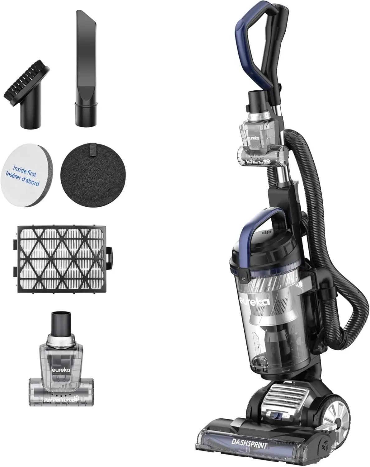 Powerful Upright Vacuum Cleaner for Carpet and Hard Floor, Dual Cyclone Suction, Swivel Steering, Anti-Tangle Brush