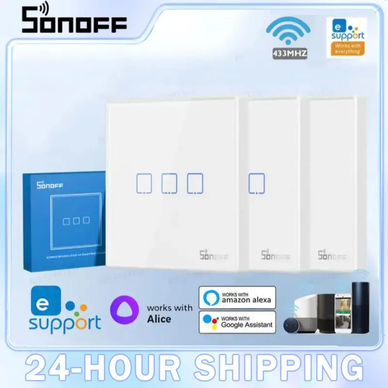 Sonoff-switch t2eu ، لاسلكي ، جهاز تحكم عن بعد ، لوحة لمس من النوع 86 ، 1/switch ، مفاتيح حائط tx ،