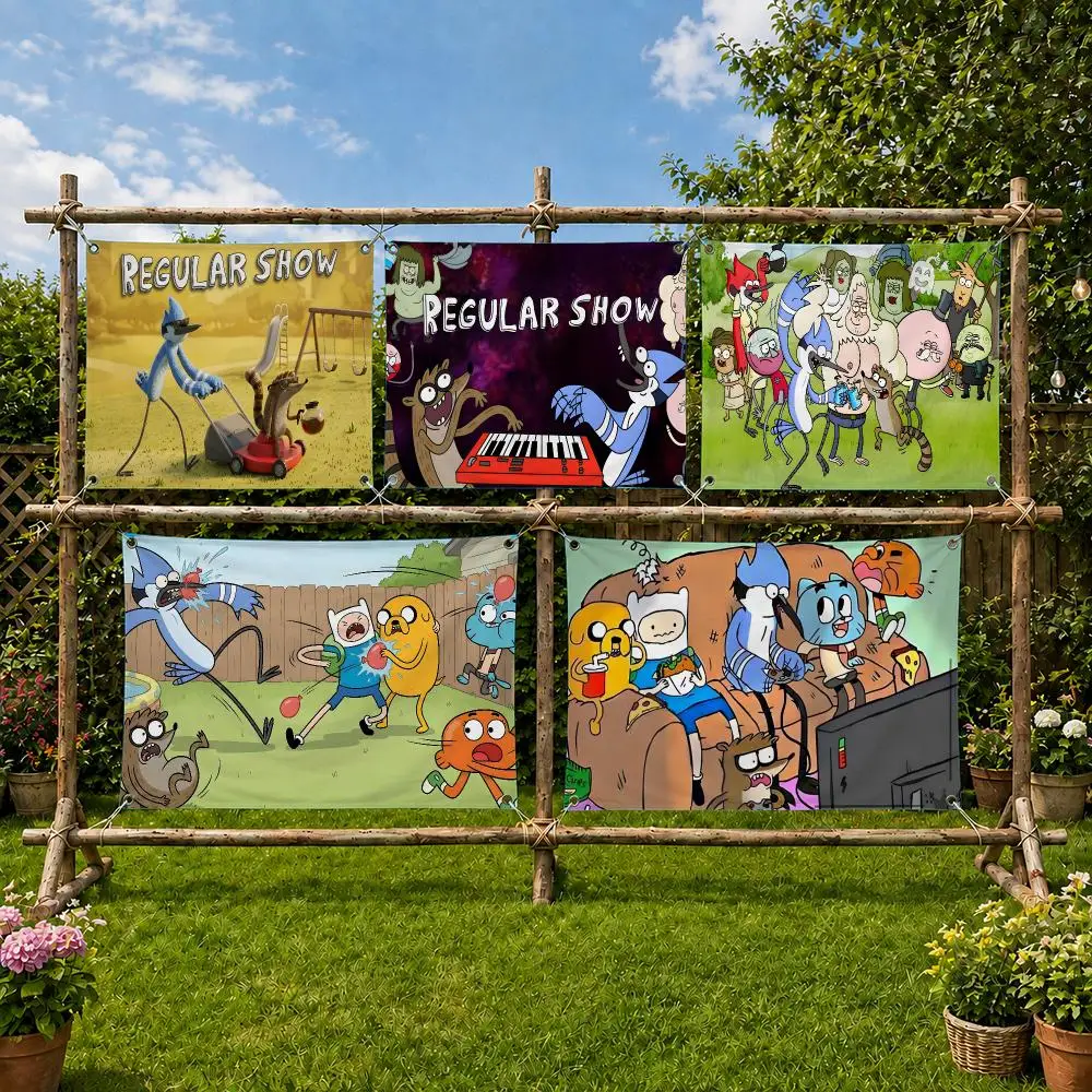 Regular Show Cartoon Flags Flag Soft skin-friendly Durable Tapestry Outdoor party Home living room bedroom Decoration