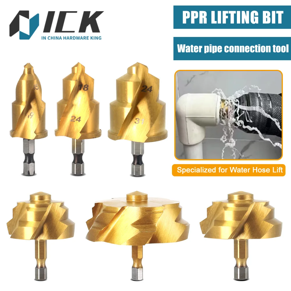 PPR Lifting,Stepped Drill Bit,Hexagon Shank Water Pipe Connection Tool 20/25/32/40/50/63mm,Full Open Process