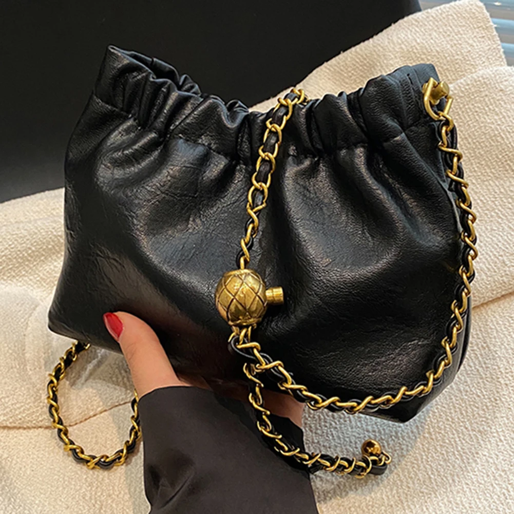 Vrouwen Keten Schoudertas Veelzijdige Crossbody Draagtas Casual Geplooide Hobo Tas Satchel Sling Bag Meisje Stijlvolle Portemonnee