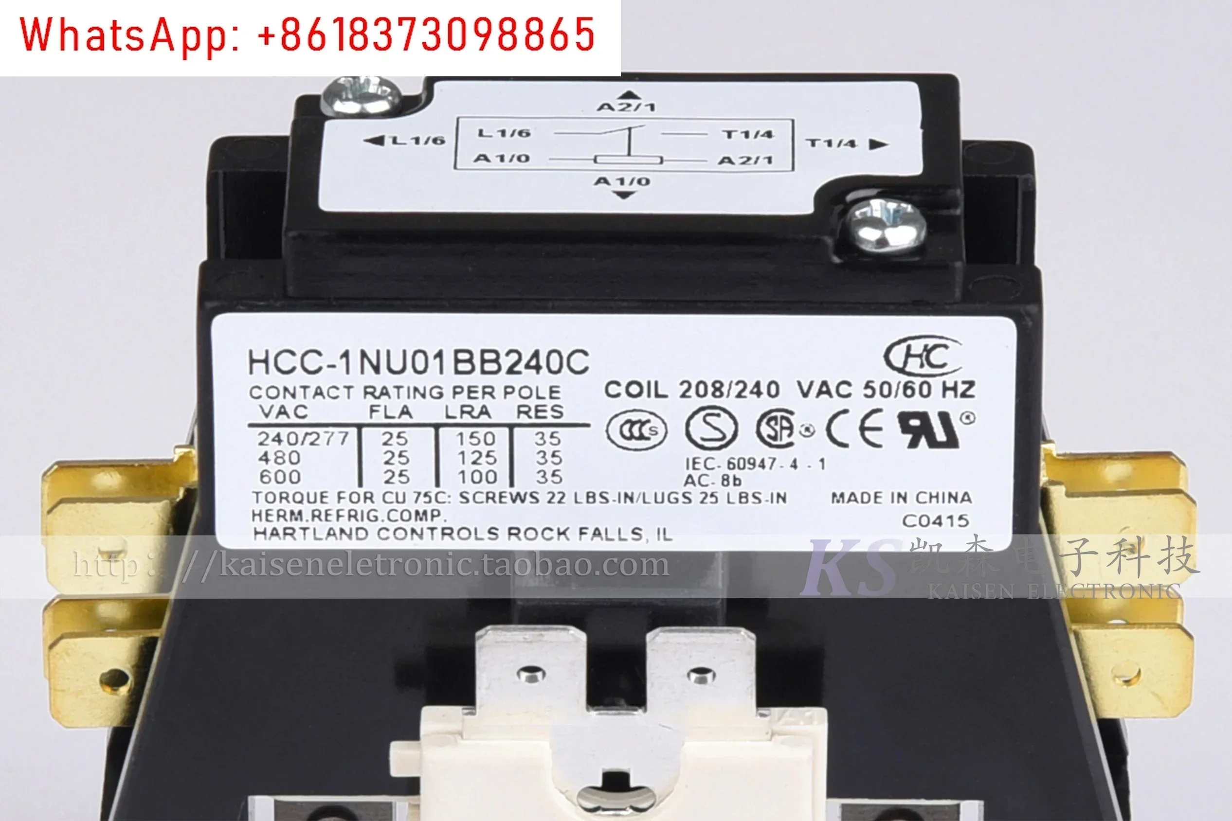 208V/240V 25A Single Phase HCC-1NU01BB240C Air Conditioning High Quality AC Contactor