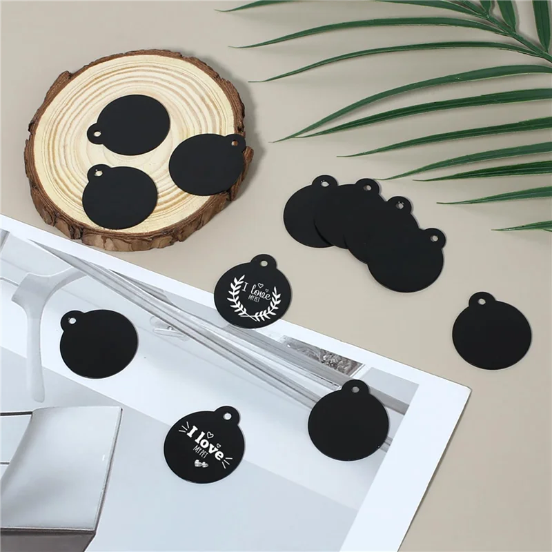 A03F-75 Pack Round Aluminum Blank Tags Black Stamping Blanks Engraving Blanks Discs Metal Blanks Keychain Dog Tag
