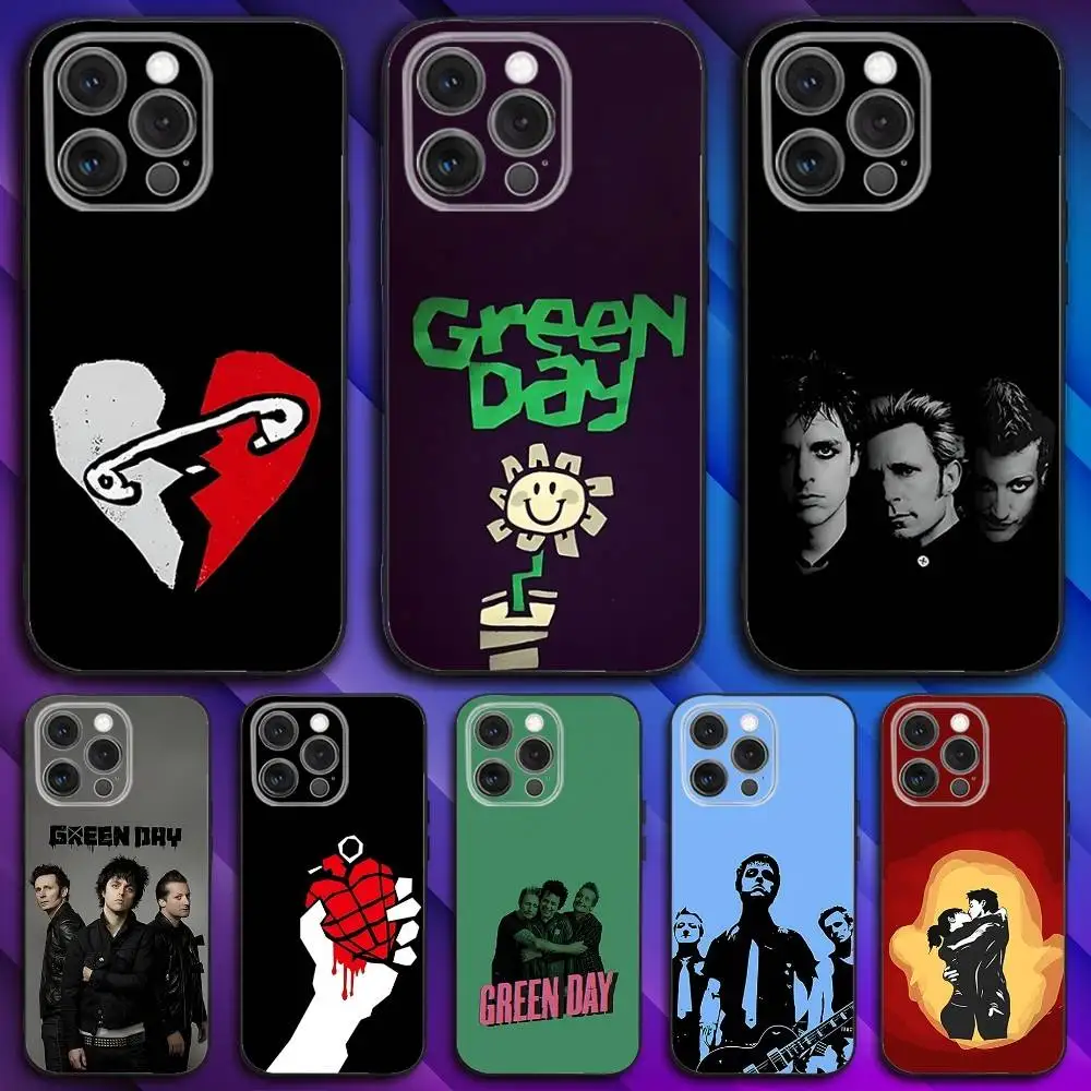 

G-Green Day Band Phone Case For iPhone 16,15,14,13,12,11,Pro,Max,Plus,X,XS,SE4,E,Mini,Soft Black Case
