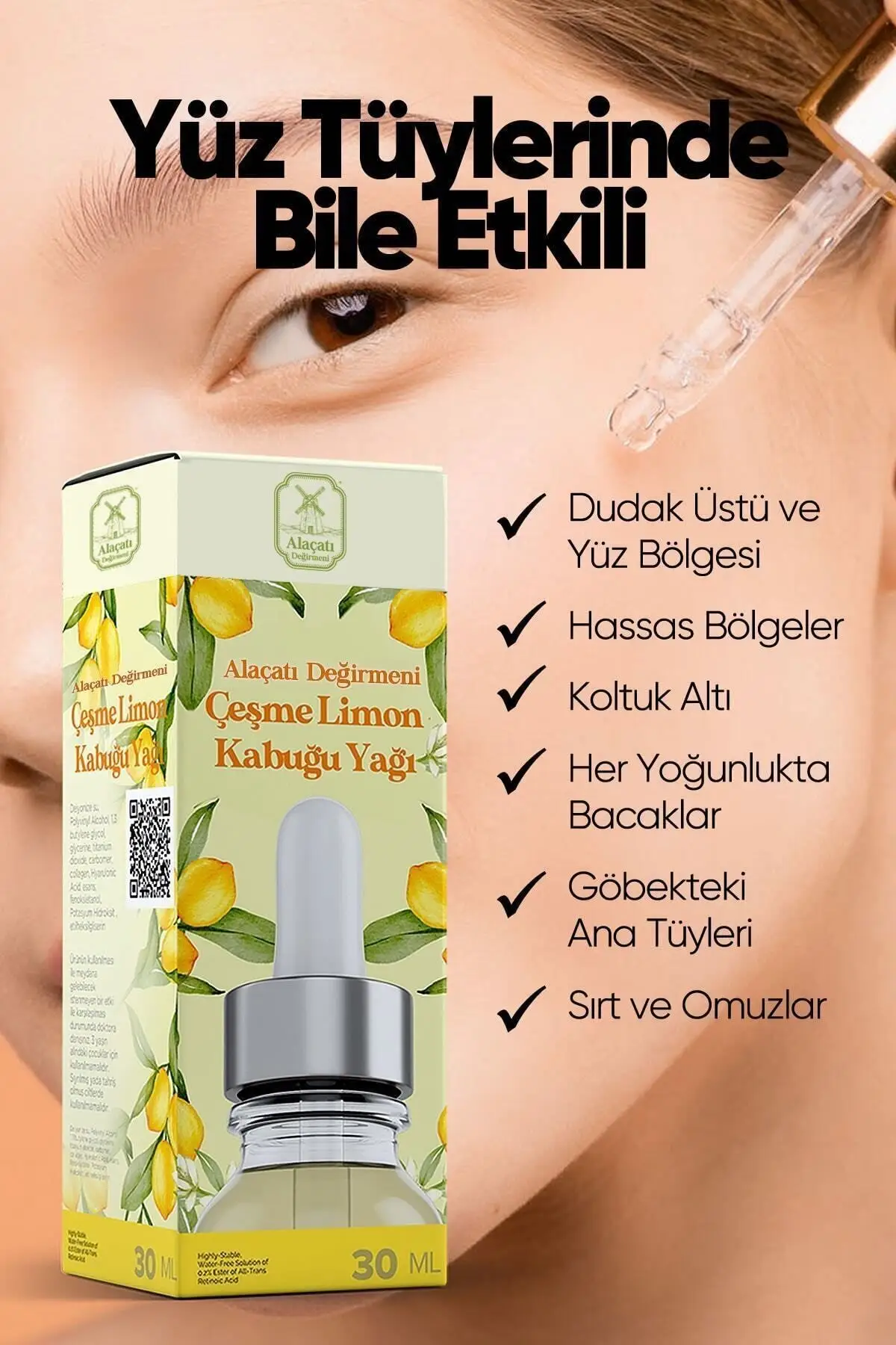 Hair Retardant Alaçatı Mill Çeşme Lemon Peel Oil 30 ML Hair Retardant Hair Reducing Serum Hair Removal Smooth