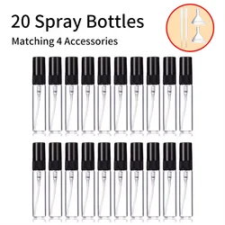 20pcs 4 액세서리 5ml 미니 향수 스프레이 유리 병 20 스프레이 병, 2 깔때기, 2 Droppers
