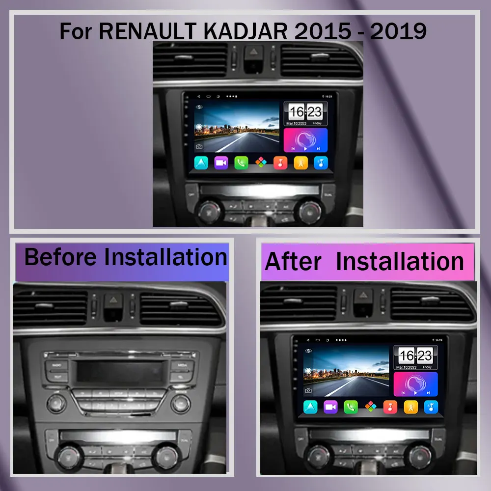 For RENAULT KADJAR 2015 - 2019 Multimedia Player Android 13 Screen  Head GPS  Navigation 5G wifi CPU HDR Screen DVD Unit NO 2Din