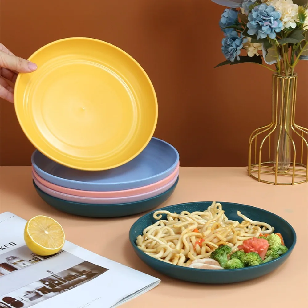 Dinnerware Plastic Wheat Straw Plates Round Unbreakable Dinner Plates 15cm Microwave Safe Tableware Salad