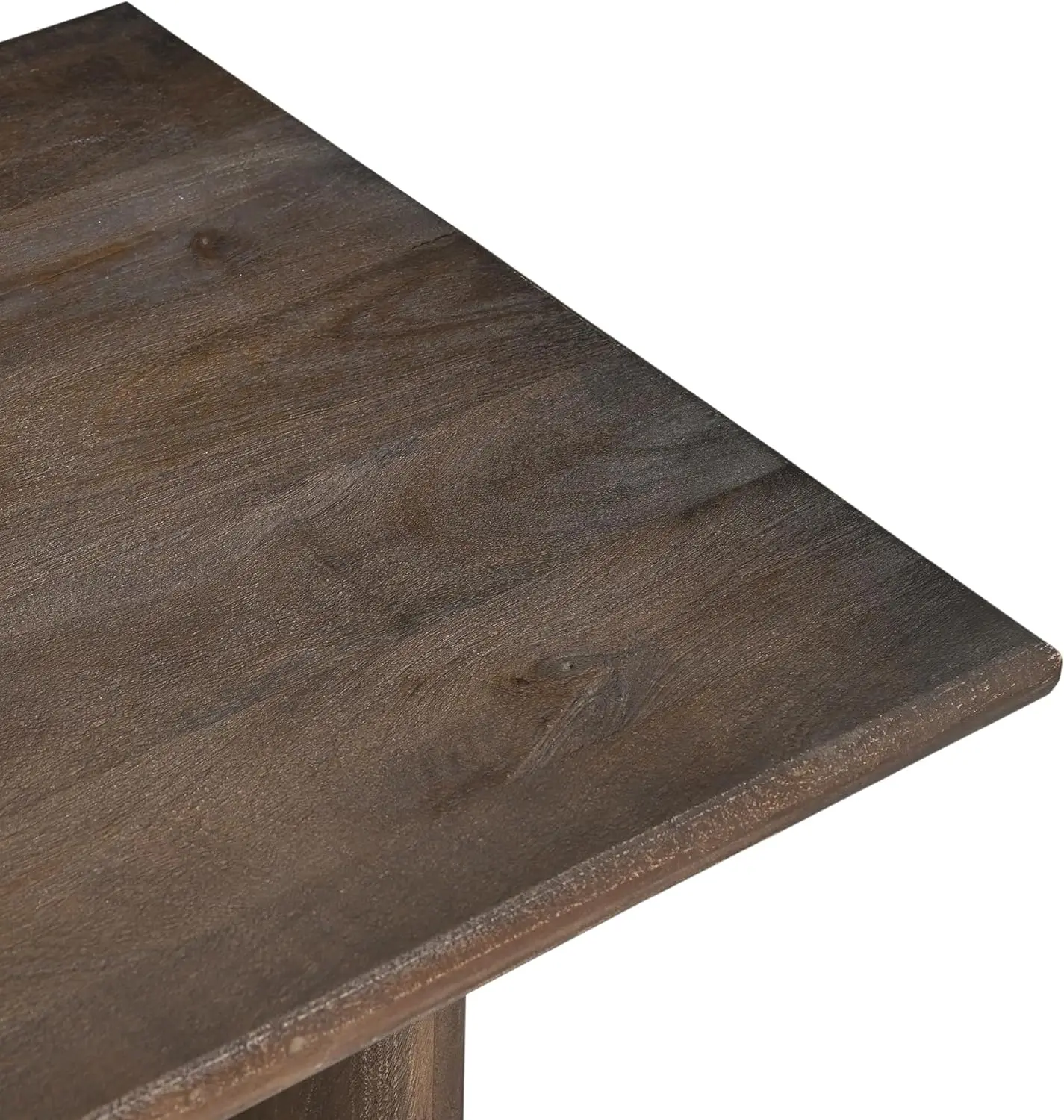 Plank Solid Wood Coffee Table Rectangular Mango Wood Tabletop with Trapezoid Legs, Modern Organic Design (Brown)