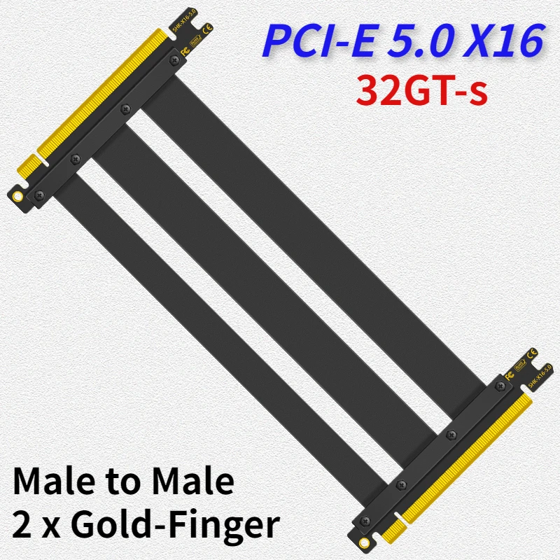 

32GT-s полный скоростной PCIE 5,0 16x Переходник штекер-штекер двойной золотой-палец PCI-E Перемычка PCI-Express X16 5,0 кабель-удлинитель для стыковочной станции сигнала