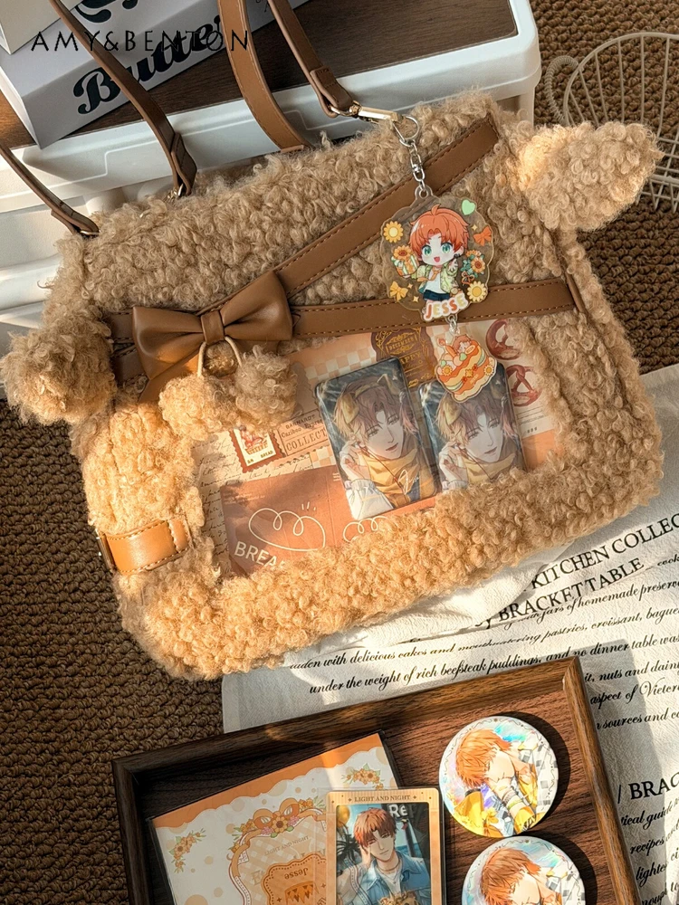 Original Itabag Cute Ears Bowknot Plush Bag Single Shoulder Bag Double Shoulder Bag Women Japanese Style Anime Girl Mini Bags
