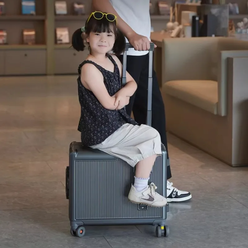Mala de bagagem de alumínio para crianças, mala de mão de 20 polegadas com trava de combinação para meninos e meninas, bagagem infantil