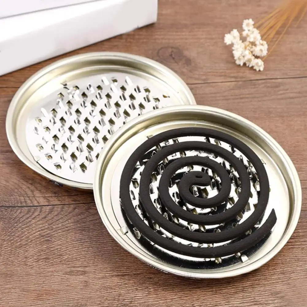 Mosquito Coils Holder Stainless Steel Mosquito Coil Box with Cover Round Mosquito Coil Tray Easy To Clean Anti-Mosquito Supplies