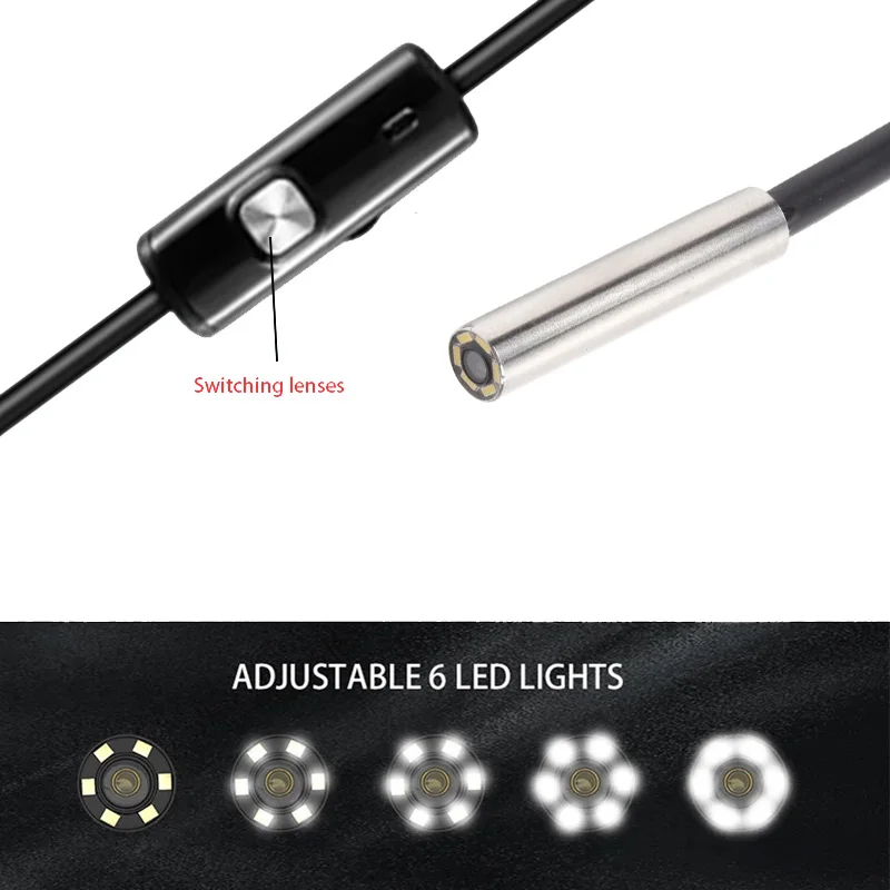 1080P 5.5 ملم FOV 82 °   كاميرا المنظار الصناعية عالية الدقة لفحص خطوط الأنابيب 3.5 متر USB Type-C أندرويد 3 في 1 كاميرا المنظار