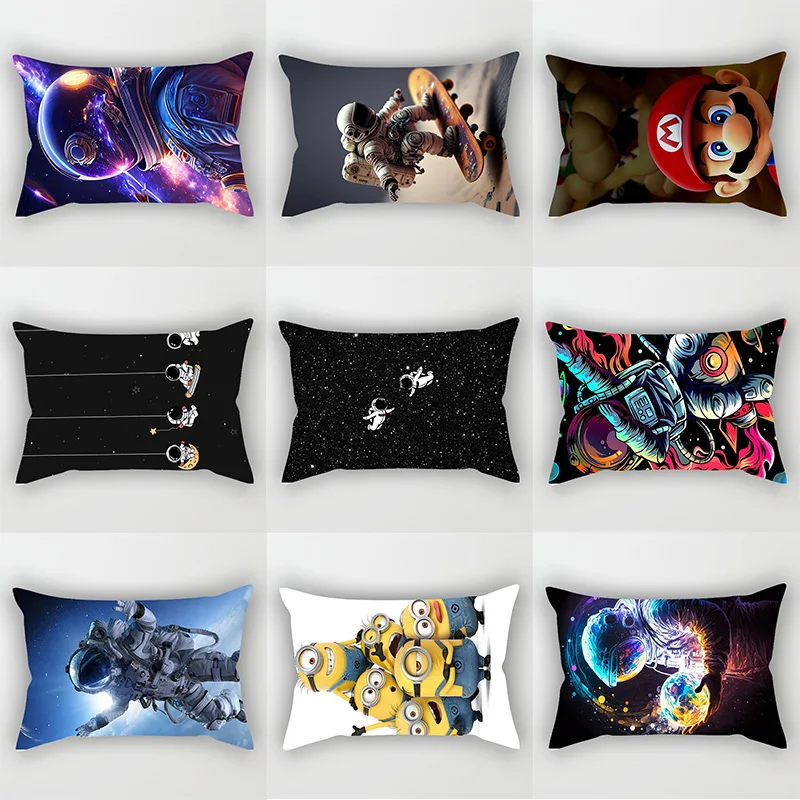 Astronaut Space Walk Skating Board Anime Pillow Cases  High Quality Thick Pillow Covers Three Sizes Rectangle Pillow Cases Cover