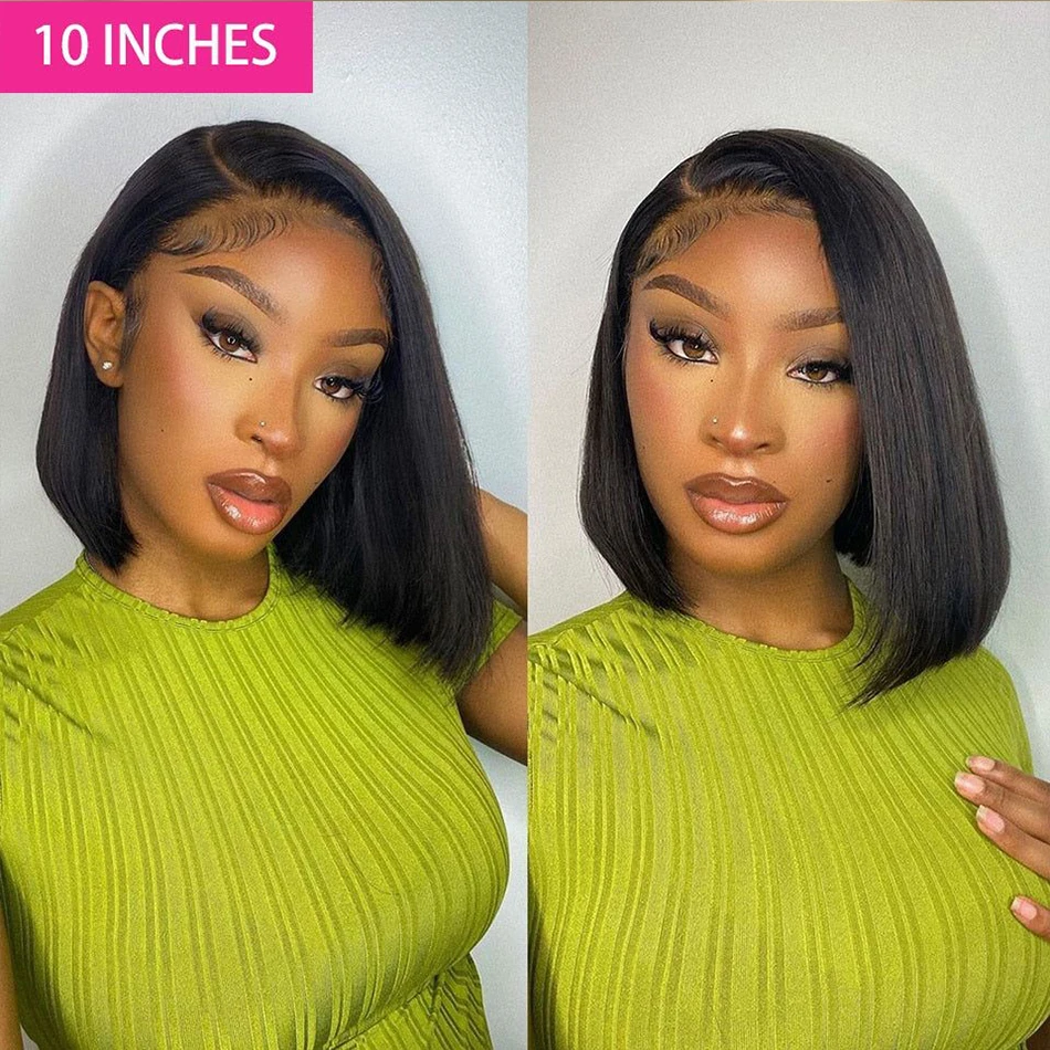 

Short Bob Human Hair Wigs Brazilian 13X1 T Part Straight Lace Wigs For Women Transparent Lace Pre Plucked Bone Bob Wig On Sale