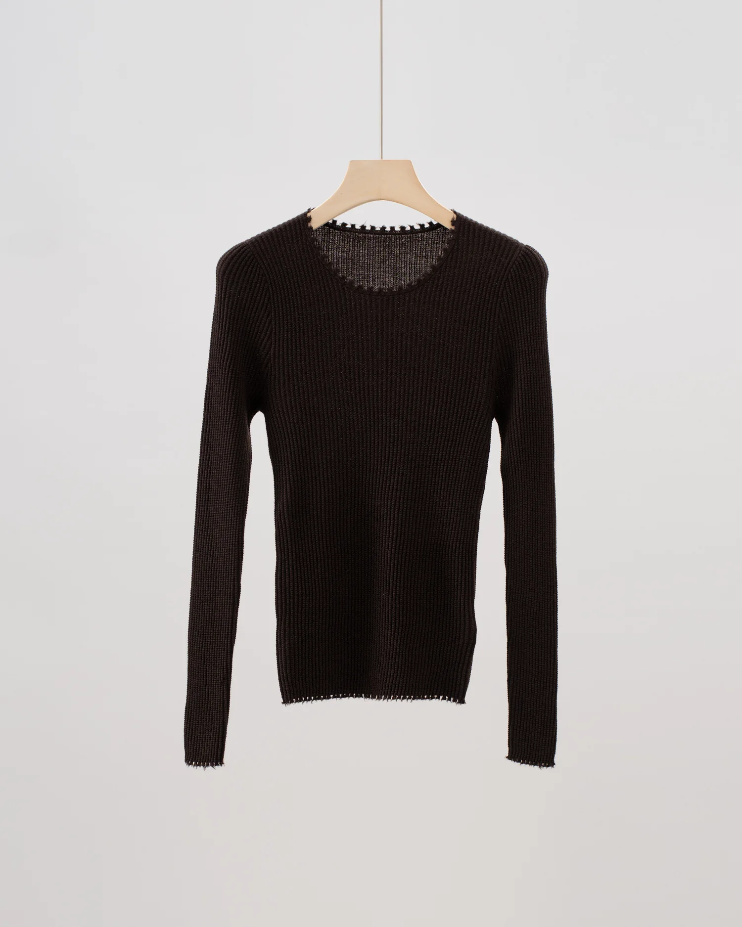 

2025 New Wool Base Round Neck Elastic Knitted Long Sleeve Thin Casual Versatile Tops For Women