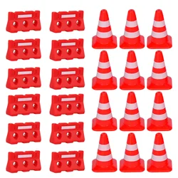 24 Pcs Road Sign Barricade Toy Roadblock Traffic Cone Puppet Light Plastic Mini Signs Toys