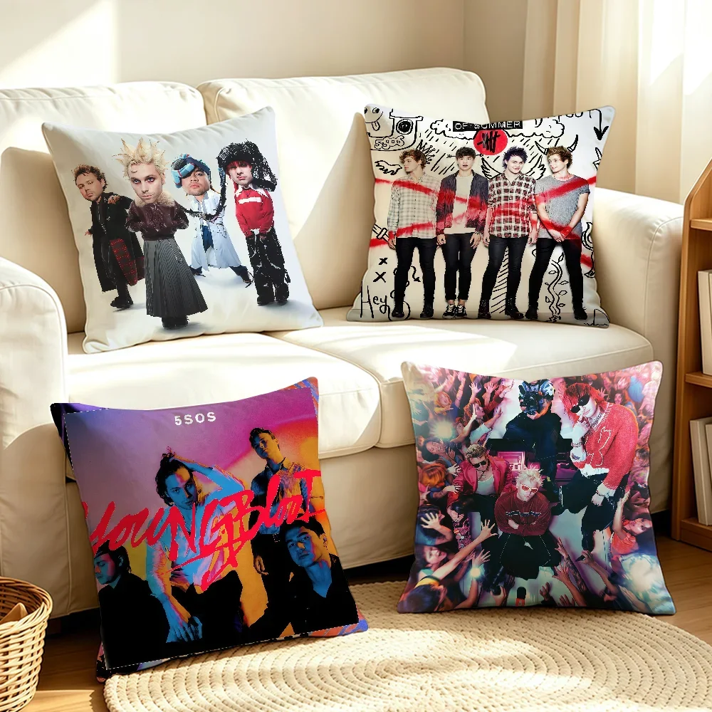 5SOS Band 5 S-Seconds of S-Summer-S cushion cover Soft Smooth Hidden Zipper Washable Decorative Couch Office Housewarming Gift