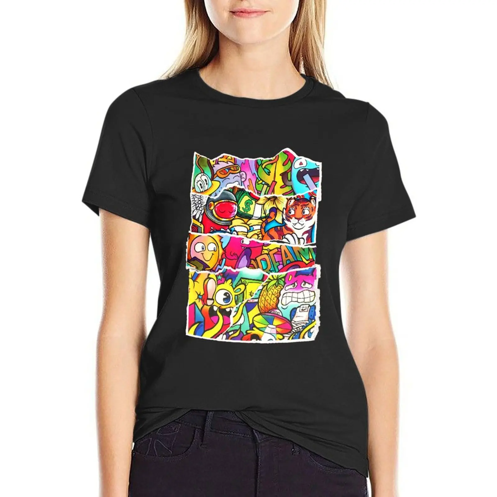 Vexx Doodle Collage , Vexx Doodle Collage back side, Collage of Vexx Doodles T-Shirt vintage Blouse t shirt for Women