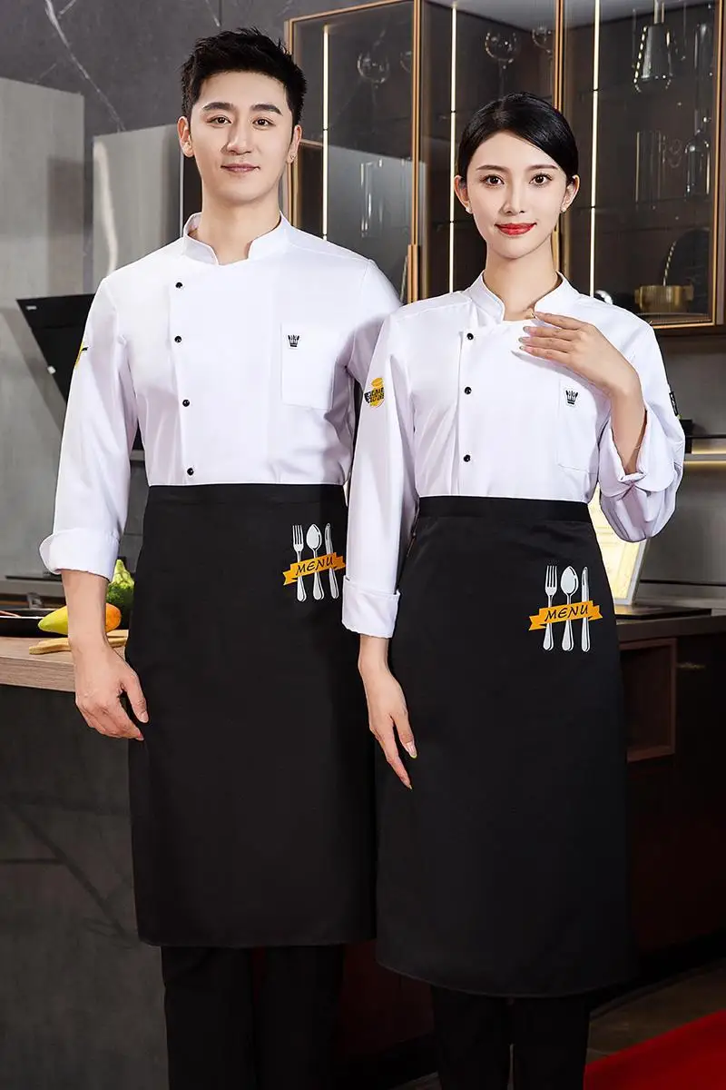 Chef Overalls ผู้ชายร้านอาหารฤดูร้อนแขนสั้น Catering Western เบเกอรี่แขนยาวชุดเชฟ