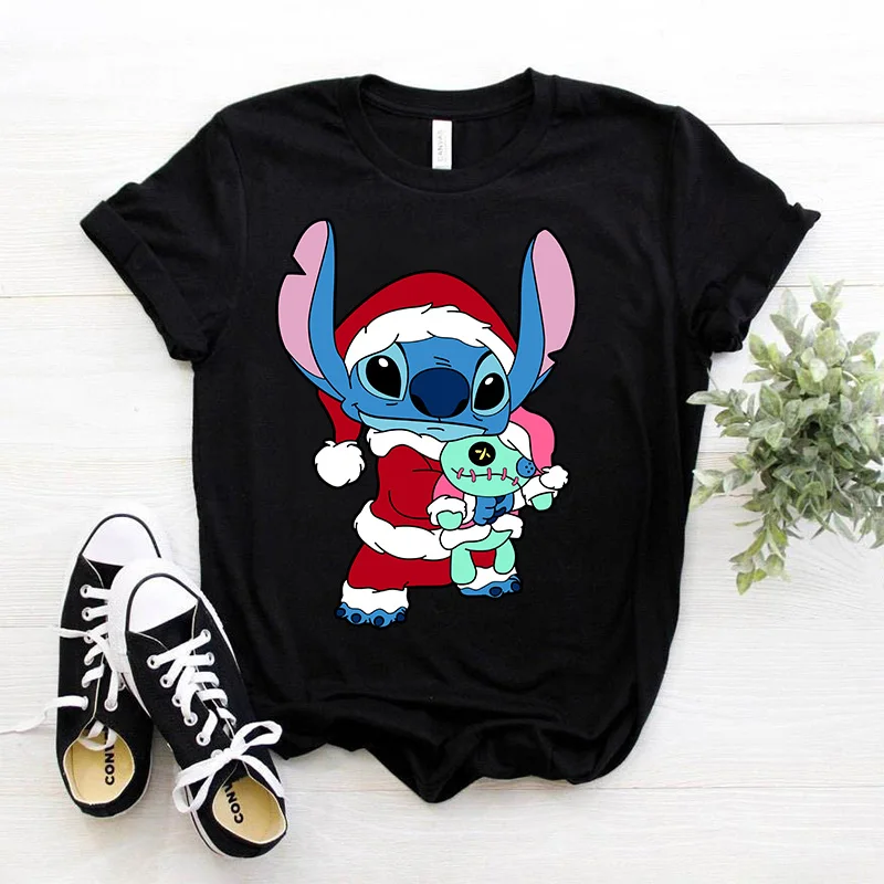 Kawaii Christmas Kawaii Lilo Stitch Funny T Shirt Women Stitch Cute Manga T-shirt Y2k Graphic Tshirt Streetwear Top Tees Female