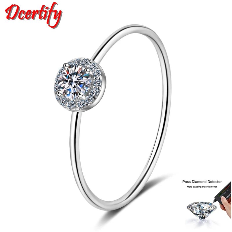 

Pass Test Lovely 0.3CT Moissanite Rings Women Pure White Gold 10K Sparkling Diamond Bands GRA Beautify Gift For Girl