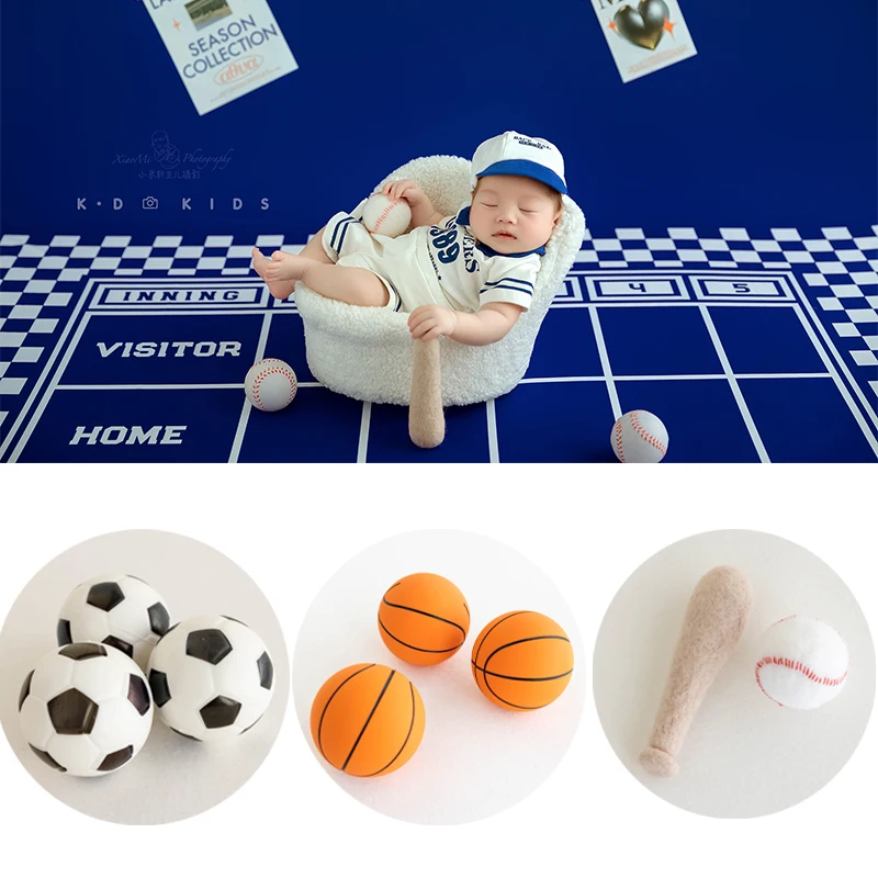 Baby Photography Ball Prop Football Basketball Felt Baseball Shoot Decoration Sport Style neonato Prop accessori da Studio per neonati