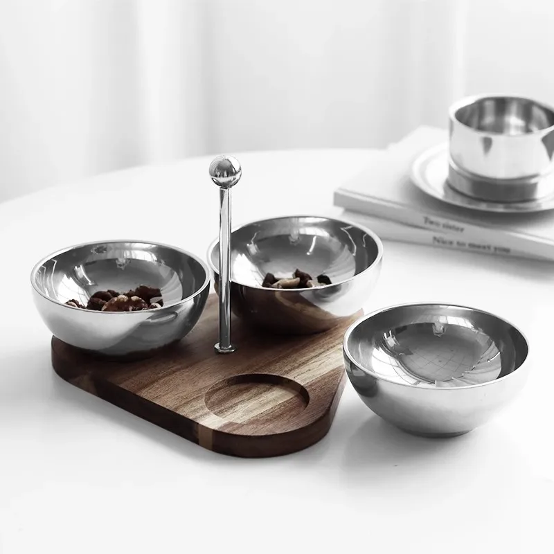 

Nordic Light, роскошная треугольная чаша для закусок из нержавеющей стали, поддон Dim Sum KTV, украшение для рабочего стола, поддон для хранения семян дыни, орехов