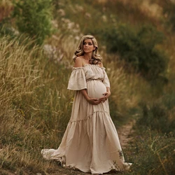 2 in 1 100% Cotton Boho Maternity Photo Shoot Dress Bohemian Cotton Pregnancy Photography Dress