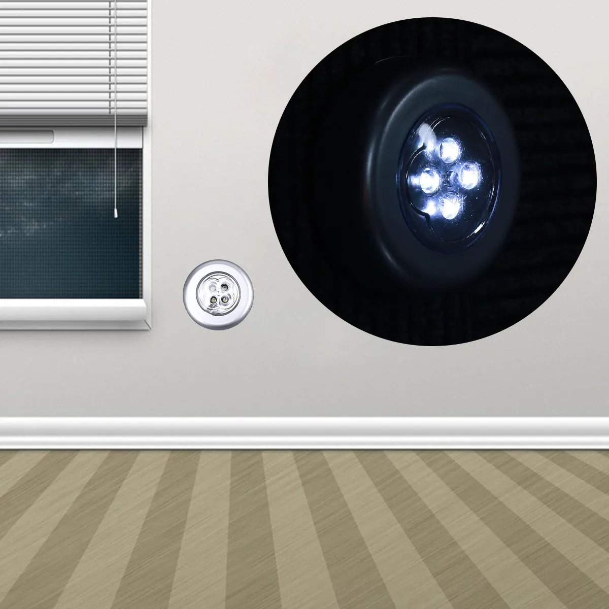 LED Battery Operated Stick On Lights Wireless Lamps for Closet Cabinet Hallway Car Trunk 4 Pack