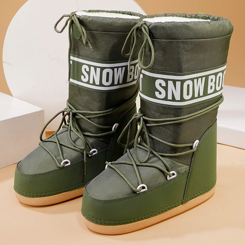 Winter Boots New Women Snow Boots Mid-calf Cold-proof Antiskid Thicken Plush Waterproof Thick Platform Space Ski Boots