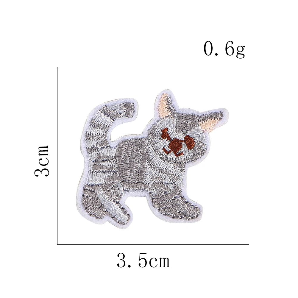 Mini Cat Embroidered Iron on Patch Cute Gray Tabby Kitten Patch Suitable for Kids Clothing Hats and Small Fabric Crafts