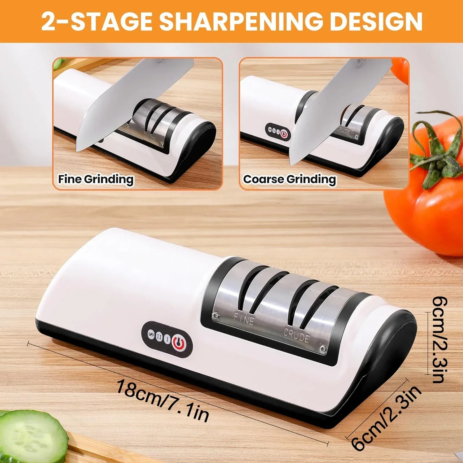 Electric Knife Sharpener Quick Sharpening Tool Rechargeable Non Slip Pad Portable Kitchen Blade Sharpener with 2 Modes