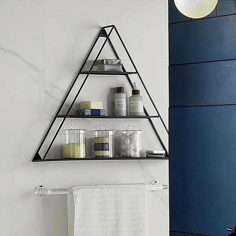 Customized Nordic Iron Art Wall Shelf, Creative Triangle Wall Hanging Decorative Shelf for Living Room, Restaurant, Coffee Shop