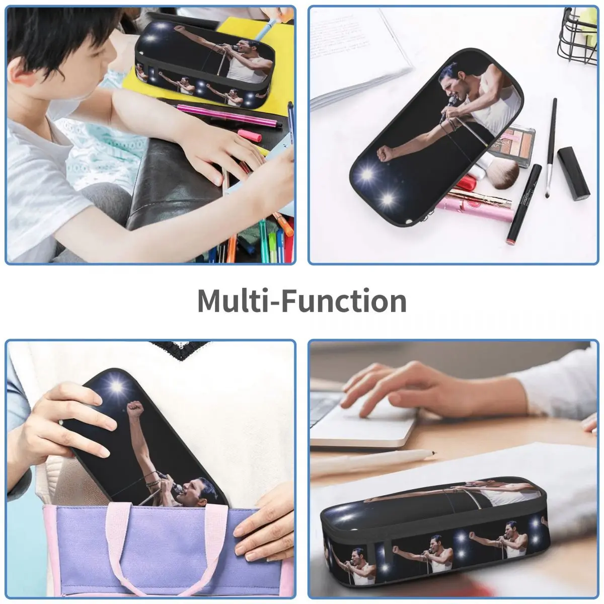 Queen Freddie Mercury (10) Pencil Case for Kids School Pen Box Pencil Bag Stationery Supplies Pen Holder Bag