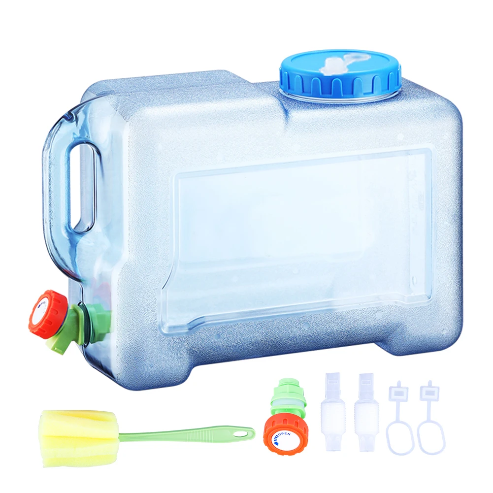 

12L Water Bucket with Faucet Large Capacity Water Container Square Beverage Water Container Convenient Handle for Camping Travel
