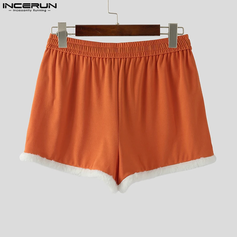 INCERUN мужские шорты плюшевые лоскутные джоггеры на шнурке на молнии мужские штаны уличная одежда 2025 летние модные повседневные мужские шорты S-5XL