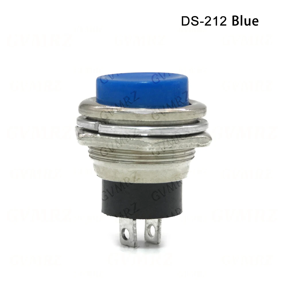  5PCS Green White 16mm Momentary Push Button 2Pin Power Switch Electric Buttons DS-212 Self-reset  Integrated circuit  Black Red