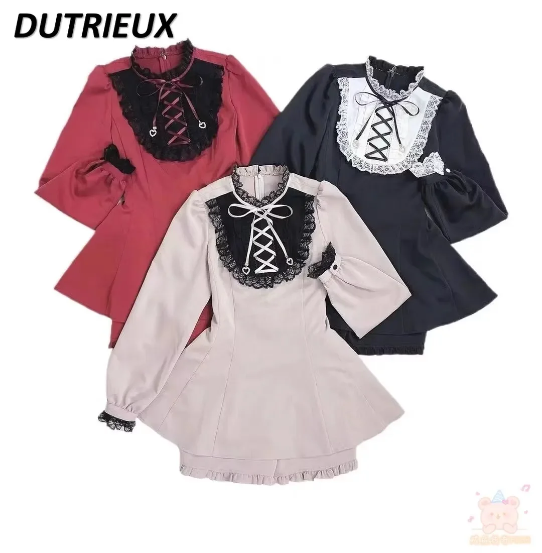 Japanese Sc Suit Autumn Lace Top Strap Love Pendant Mine Series Mass Production Dress and Bottoming Shorts Two-piece Set