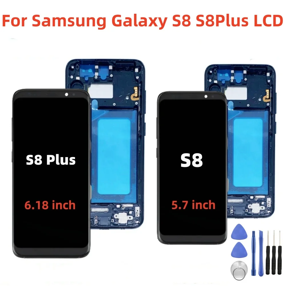 

NEW Incell LCD touch screen for Samsung Galaxy S8 Plus G955, repair parts with frame replacement Display, for Samsung S8 G950