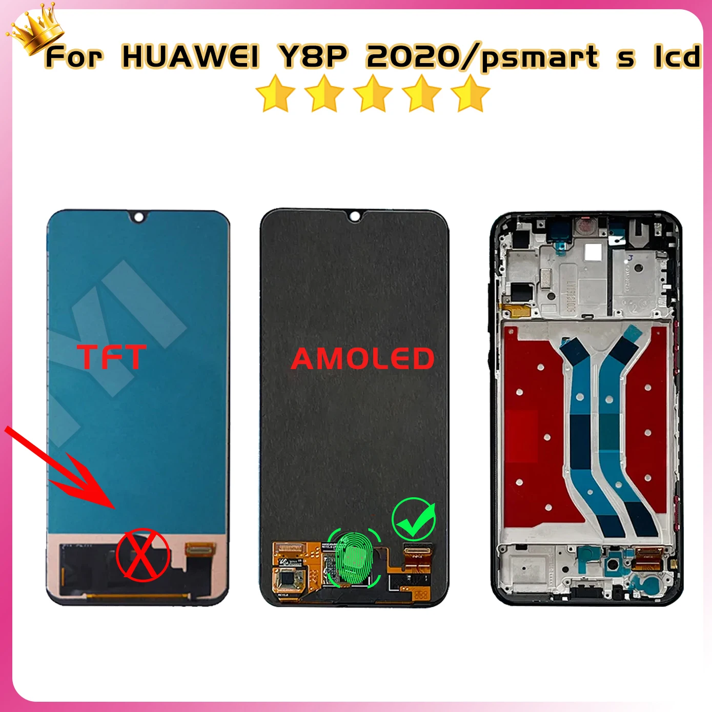 Tested High Quality Display For Huawei Y8p 2020 AQM-LX1 / P Smart S LCD Touch Screen for Huawei Enjoy 10s AQM-AL00 LCD Display