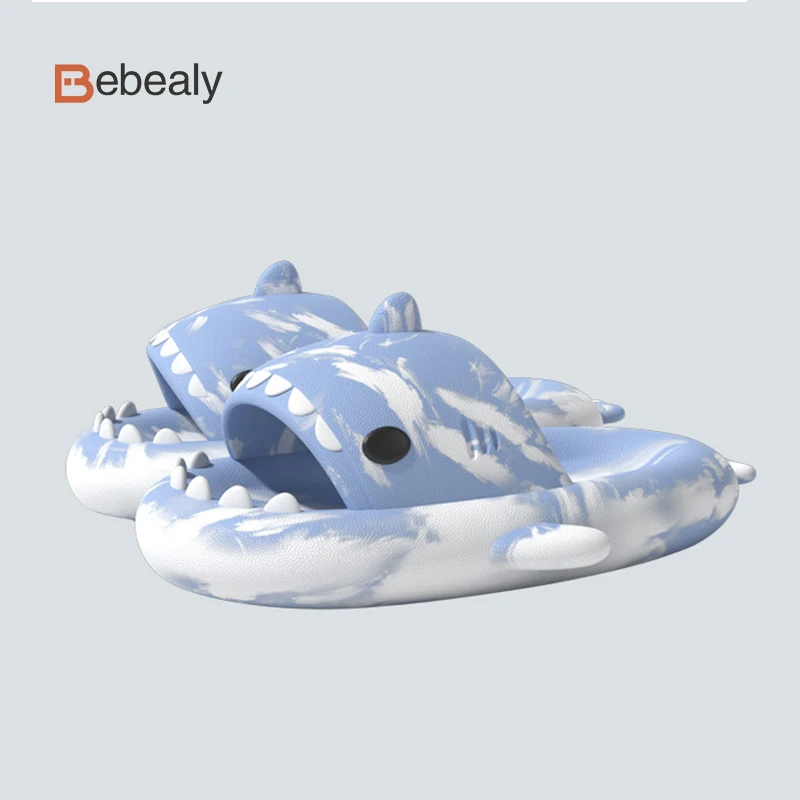 Bebealy Men's and Women's Shark Slides Outdoor Beach Pool Shower Shoes With Thick Sole and Deep Heel Footbed Antiskid Shoes