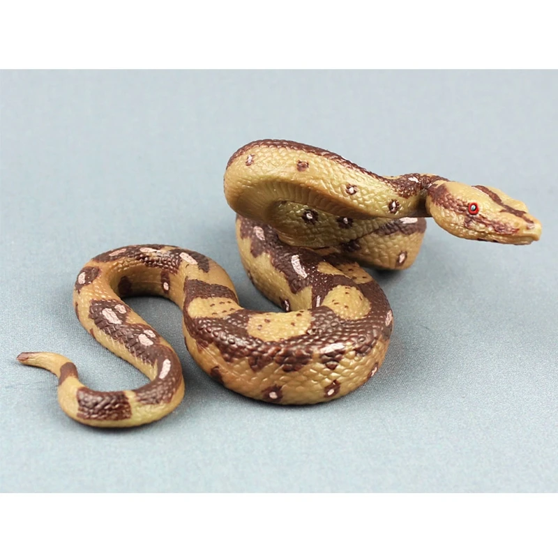 Q0KB Realistic Golden Fake Snake Toy Rubber Snake Figure for Halloween Prank Props Animal Furnishing Articles