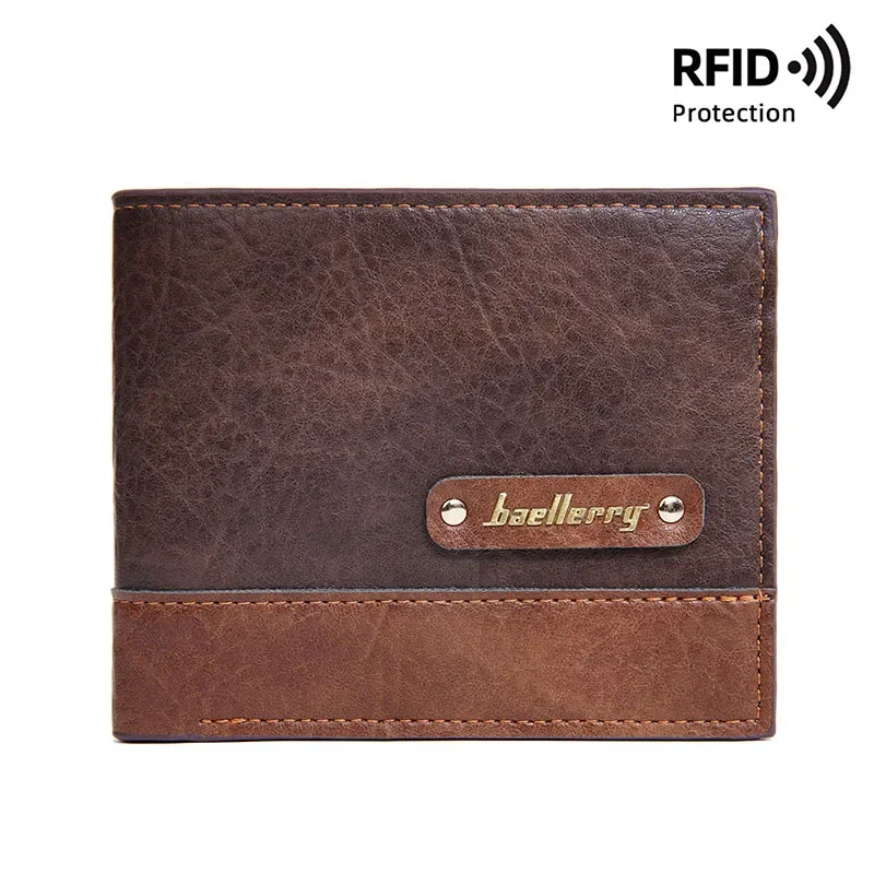 กระเป๋าสตางค์ dompet koin 2024สำหรับผู้ชาย, กระเป๋าสตางค์แฟชั่นกัน RFID ปิดกั้นกระเป๋าสตางค์หนังชายมีซิปกระเป๋าใส่เงินกระเป๋าเก็บบัตรธุรกิจ