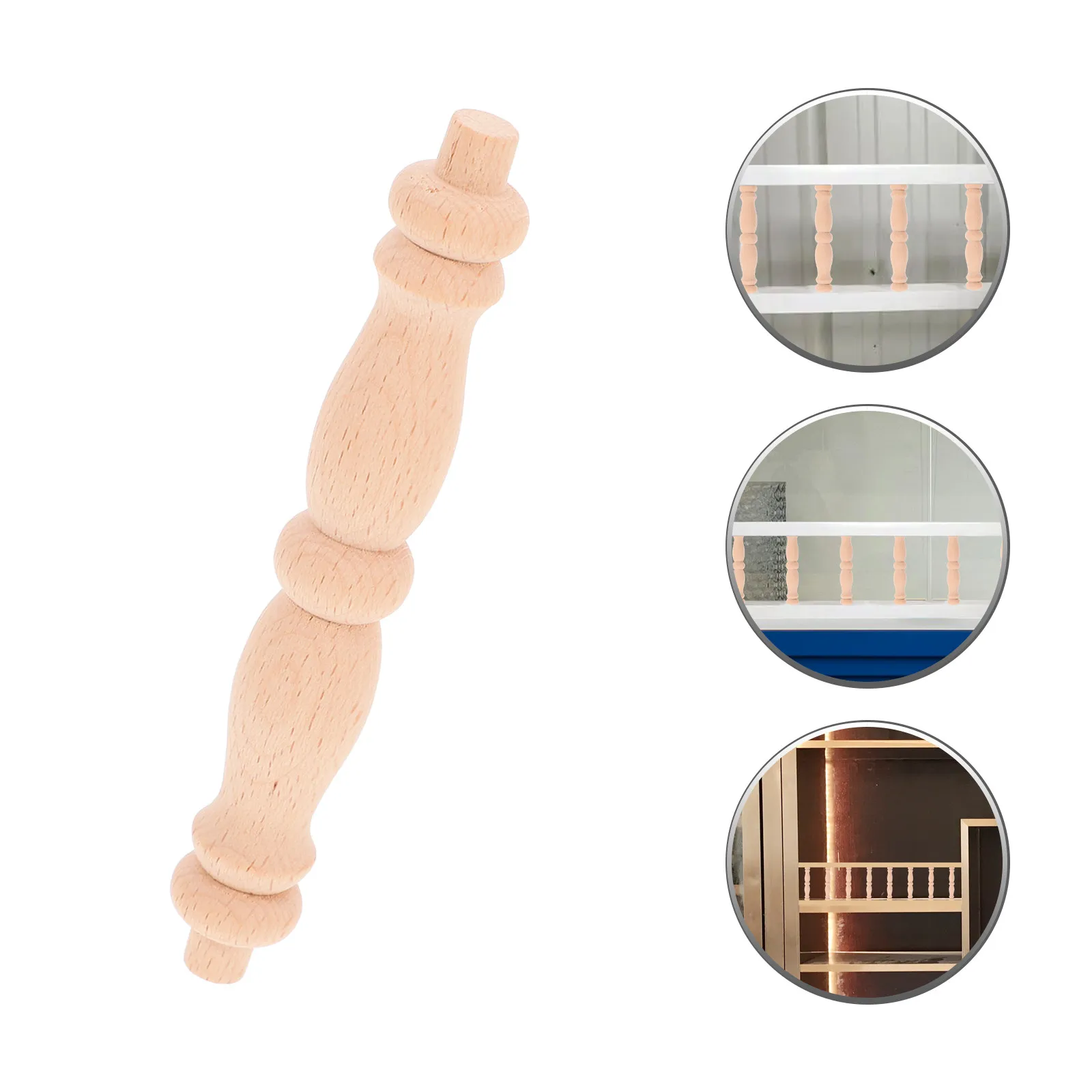 6Pcs Unfinished Solid Wood Spindles Decorative Baluster Spindles for Furniture Table Legs Staircase Indoor Porch Railing Craft
