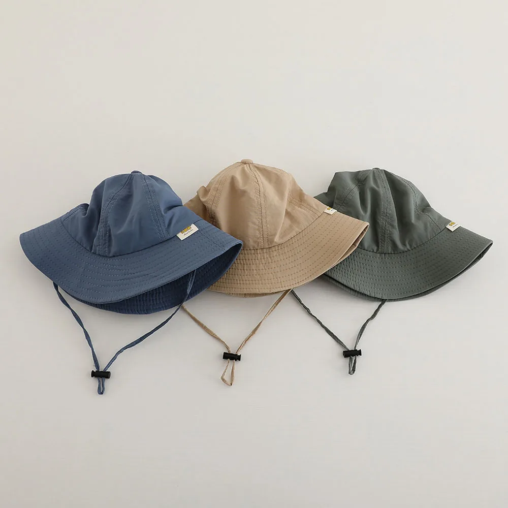 Summer Kids Bucket Hat Solid Color Boys Girls Sun Visor Cap Outdoor Fashion Beach Children Fisherman Caps